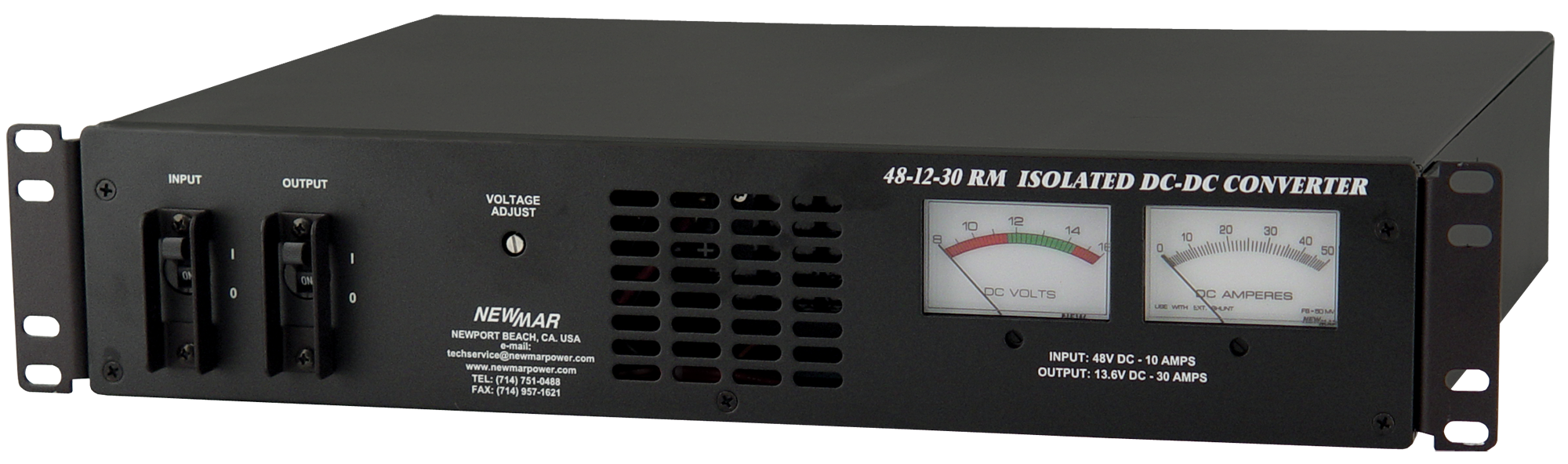 Rackmount DC-DC Converters, 48VDC to 24VDC, 48VDC to 12VDC and 24VDC to 12VDC, 8amps to 30 Amps by Newmar Powering the Network