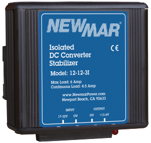 Newmar Powering the Network with DC Stabilizing DC-DC Converters, 12V DC, 24V DC, and 48V DC, 3 - 35 amps helps stabilize DC current for critical electronics