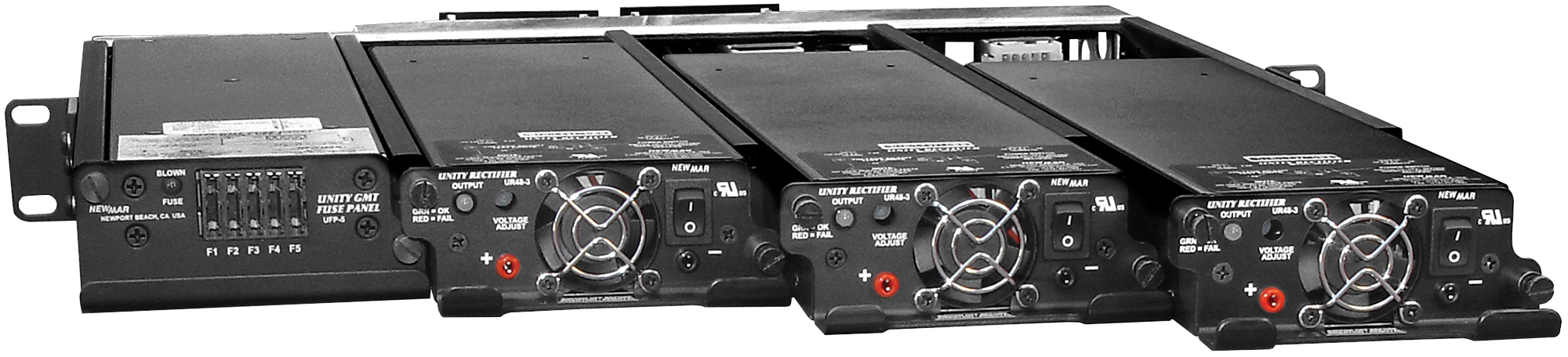 24 and 48 Volt, 150 – 450 Amps, N+1 Redundant, Rackmount DC Power System, Model Unity Rectifier System by Newmar Powering the Network