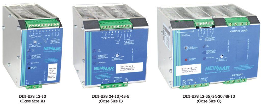 Newmar DIN Rail DC UPS, 12V, 24V and 48V DC, 5-35 Amps