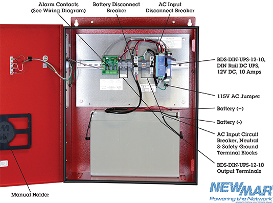 PE Series DC Power Enclosure, ETL Listed to UL Standards 2524 & 924, NFPA 1221 Standards 12V DC, 120 Watts, 100 Amp-Hours, Site Power-Monitor, Manual PE-12V-120-100AH-UL2524