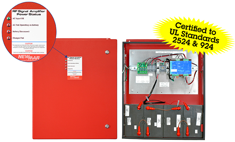 PE UL 2524 Series Public Safety Battery Back-Up (BBUs) with NFPA compliant alarms in 12V DC, 24VDC and 48V DC and 110V AC, 18-100 Amp-Hour by Newmar Powering the Network image