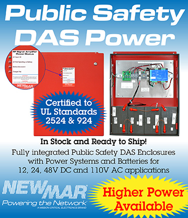 Public Safety DAS Power PE Series Enclosures NFPA Compliant, UL Certified In-Building Battery Back-Up Power, 12V DC, 24V DC, 48V DC, 110 VAC 120 - 1200 Watts by Newmar Powering the Network
