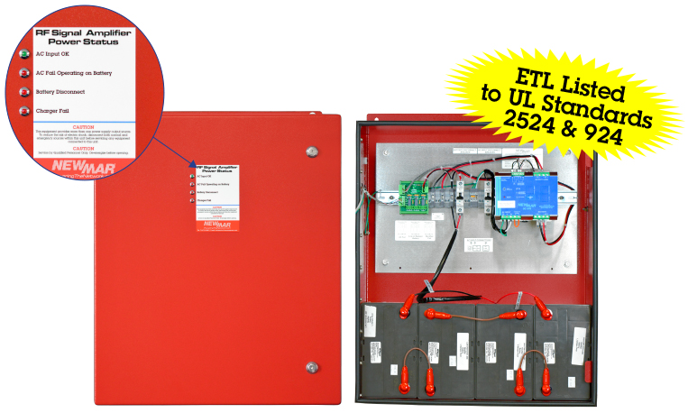 PE Series Power Enclosures, 12V DC, 24V DC, 48V DC, NFPA 1221 Compliant, Certified to UL Standard 2524 and UL Standard 924 Battery Back-up For Public Safety DAS by Newmar Powering the Network